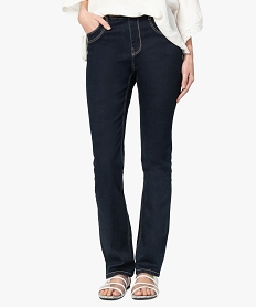 GEMO Jean femme coupe regular taille normale avec ceinture Bleu