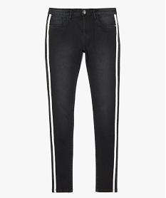 jean femme coupe slim avec liseres bicolores sur les cotes noir pantalons jeans et leggingsA456901_4