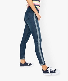 jean femme skinny avec bandes laterales en denim bleuA457001_1