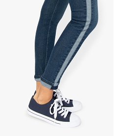 jean femme skinny avec bandes laterales en denim bleuA457001_2