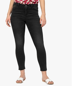 GEMO Jean femme slim avec fentes dans le bas Noir