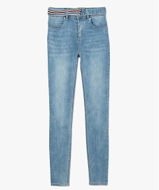 jean femme coupe slim avec taille haute et ceinture a double boucle bleu pantalons jeans et leggingsA457501_4