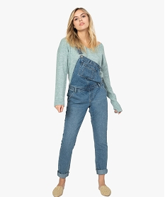 salopette femme en jean coupe large bleuA457601_1