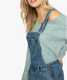 salopette femme en jean coupe large bleuA457601_2