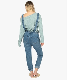 salopette femme en jean coupe large bleuA457601_3