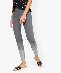 GEMO Jean femme slim taille haute en coton stretch à bord franc Gris