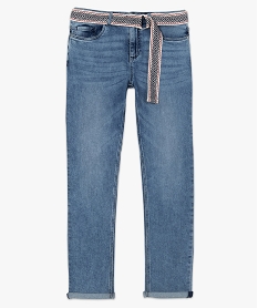 jean femme coupe boyfriend avec ceinture tissee gris pantalons jeans et leggingsA458601_4