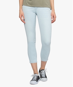 GEMO Jean femme coupe slim longueur 78ème avec bas zippé Bleu