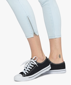 jean femme coupe slim longueur 78eme avec bas zippe bleu pantalons jeans et leggingsA459001_2