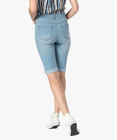 bermuda femme en jean avec revers cousus bleu shortsA459501_3
