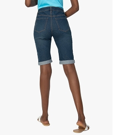bermuda femme en jean avec revers cousus bleu shortsA459601_3