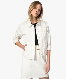 GEMO Veste femme en toile de coton unie Blanc