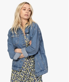 GEMO Veste en jean femme ample inspiration 80s Bleu