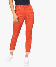 GEMO Pantalon femme coupe Regular en stretch Orange