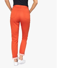 pantalon femme coupe regular en stretch orangeA460601_3