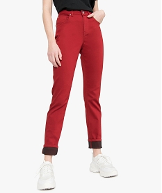 GEMO Pantalon femme coupe Regular en stretch Rouge