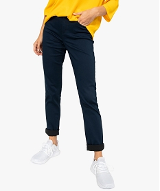 GEMO Pantalon femme coupe Regular en stretch Bleu