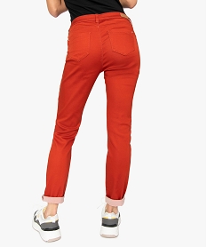pantalon femme coupe slim en toile extensible orangeA461301_3