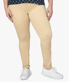 pantalon femme stretch 5 poches uni beigeA461801_1