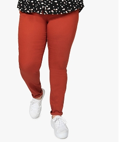 GEMO Pantalon femme stretch 5 poches uni Rouge