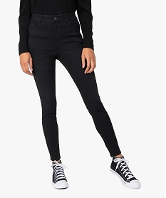 GEMO Pantalon femme en toile coupe large avec ceinture élastiquée Noir