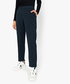 GEMO Pantalon femme droit à pli Bleu