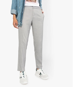 GEMO Pantalon femme coupe large à motifs chevrons avec taille élastiquée Imprimé