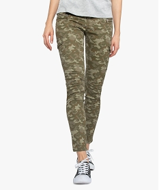 GEMO Pantalon femme slim camouflage Vert