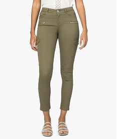 GEMO Pantalon femme slim façon battle Vert