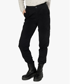 GEMO Pantalon femme cargo à taille et chevilles élastiquées Noir