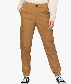 GEMO Pantalon femme cargo à taille et chevilles élastiquées Orange