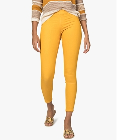 pantalon femme jegging colore a taille elastique jauneA463201_1