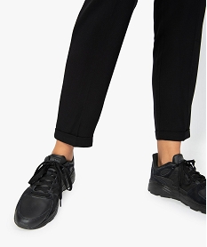 pantalon femme fluide avec taille elastiquee noirA463601_2
