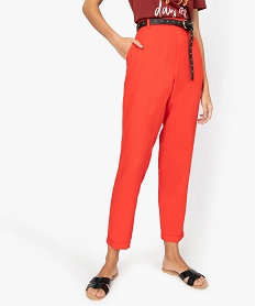 GEMO Pantalon femme fluide avec taille élastiquée Rouge