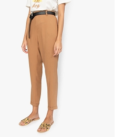 GEMO Pantalon femme fluide avec taille élastiquée Orange