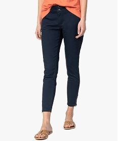 pantalon femme en toile unie avec bas zippe bleu pantalonsA464801_1