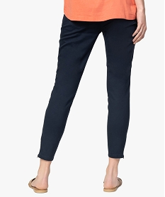 pantalon femme en toile unie avec bas zippe bleu pantalonsA464801_3