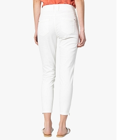 pantalon femme en toile unie avec bas zippe blancA464901_3