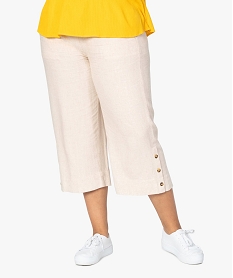 pantalon femme coupe ample boutonne dans le bas beige pantalons et jeansA465601_1