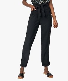 GEMO Pantalon femme coupe carotte à taille élastiquée Noir