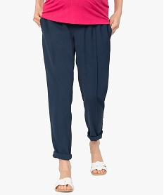 GEMO Pantalon de grossesse coupe tailleur à taille élastiquée noir chine