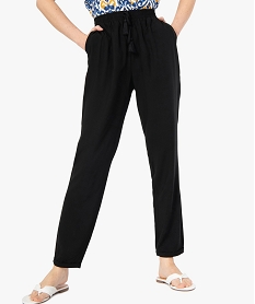 GEMO Pantalon femme fluide à taille élastiquée noir standard