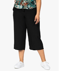 GEMO Pantalon femme grande taille en toile unie coupe ample Noir