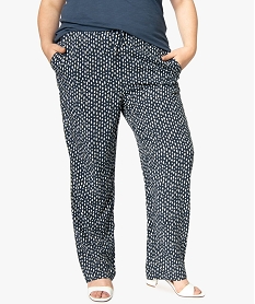 GEMO Pantalon femme grande taille large et fluide imprimé à taille élastiquée Imprimé