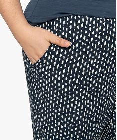 pantalon femme grande taille large et fluide imprime a taille elastiquee imprime pantalons et jeansA467401_2