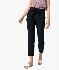 GEMO Pantalon femme avec ceinture à nouer Bleu