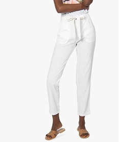 pantalon femme avec ceinture a nouer jaune pantalonsA467801_1