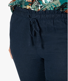 pantalon femme coupe ample contenant du lin bleu pantalons et jeansA468001_2