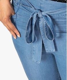 pantalon femme en lyocell avec revers cousus bleuA468101_2