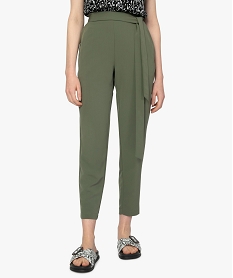 GEMO Pantalon femme en toile longueur 78ème Vert